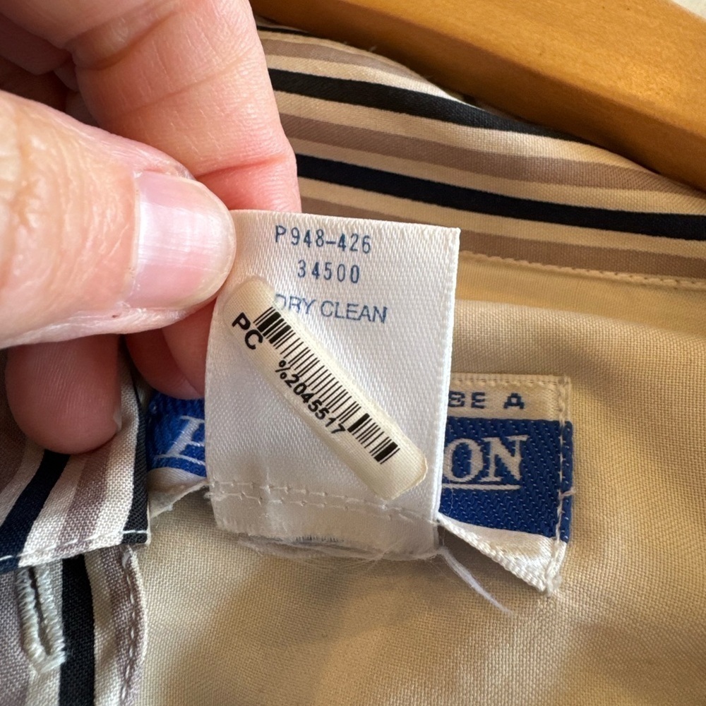 Vintage Pendleton Cream/Blue/Black Silk Retro Secretary Blouse / 12 Petite - Picture 7 of 12